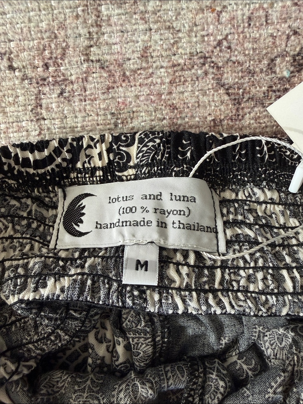 Black & White Mandala Smocked Waist Joggers - Picture 9 of 9